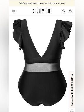 Cupshe Black Ruffle V-Neck One-Piece Swimsuit